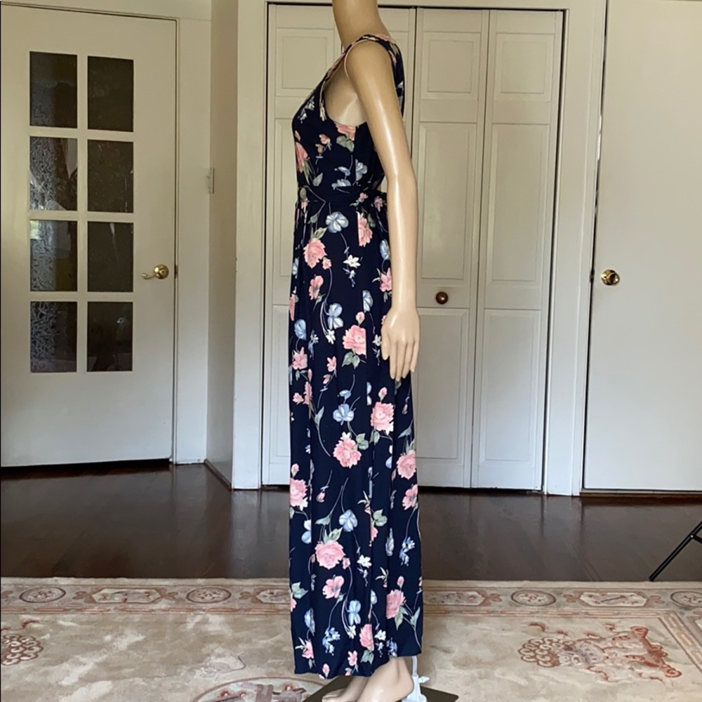 Vintage Jeffrey & Dara Wide Leg navy blue floral jumpsuit size 10 - Picture 9 of 16